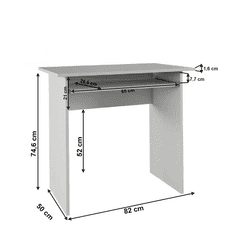 KONDELA PC stôl, biela, VERNER NEW