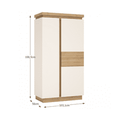 KONDELA Skriňa LYOS01, dub riviéra / biela s extra vysokým leskom, LEONARDO