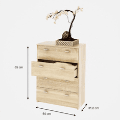 KONDELA Komoda 4-zásuvková, DTD laminovaná, dub sonoma, NATALI TYP 5