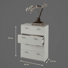 KONDELA Komoda 4-zásuvková, DTD laminovaná, biela, NATALI TYP 5