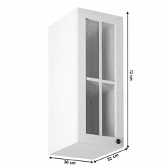 KONDELA Horná skrinka so sklom G30S, ľavá, biela /sosna andersen, PROVANCE