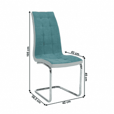 KONDELA Jedálenská stolička, mentolová /sivá/ chróm, SALOMA NEW
