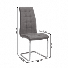 KONDELA Jedálenská stolička, svetlosivá / šedá / chróm, SALOMA NEW