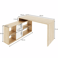 KONDELA PC stôl, dub sonoma / biela, NOE NEW