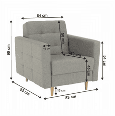 KONDELA Celočalúnené kreslo, šedá látka, AMEDIA