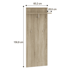 KONDELA Panel s vešiakom, dub sonoma, MARIO NEW TYP D-6