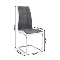KONDELA Jedálenská stolička, tmavo šedá látka / ekokoža biela / chróm, SALOMA NEW