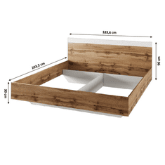 KONDELA Manželská posteľ, 180x200, dub wotan / biela, GABRIELA