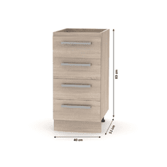 KONDELA Spodná skrinka 4 šuplíkové, dub sonoma, NOPL-055-0S