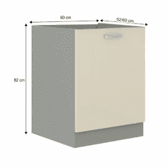 KONDELA Skrinka dolná, krémová extra vysoký lesk/sivá, PRADO 60 D 1F BB