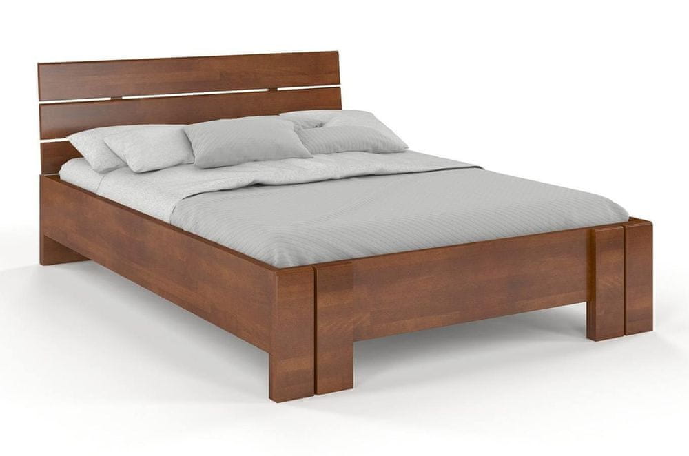 eoshop Drevená posteľ s úložným priestorom Arhus High BC, buk (Rozmer: 140x200 cm, Farba: Orech)