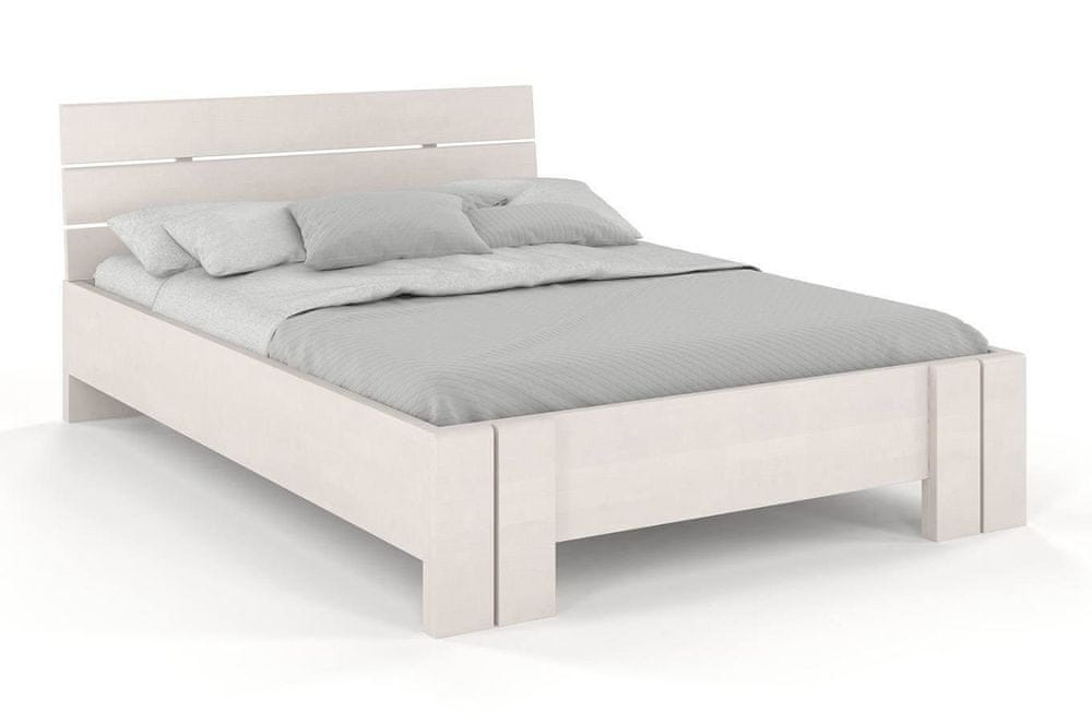eoshop Drevená posteľ Arhus High & LONG, dlhšia 20cm, buk (Rozmer: 160x220 cm, Farba: Biela)