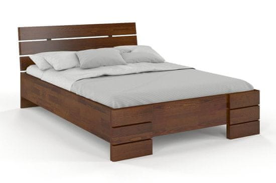 eoshop Drevená posteľ Sandemo High & LONG, dlhšia 20cm, borovica (Rozmer: 140x220 cm, Farba: Orech)