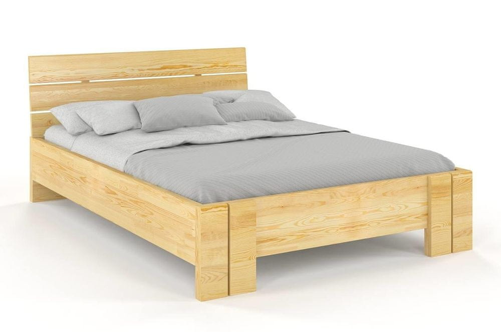 eoshop Drevená posteľ s úložným priestorom Arhus High & BC, borovica (Rozmer: 200x200 cm, Farba: Prírodná)