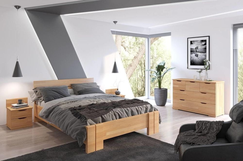 eoshop Drevená posteľ s úložným priestorom Arhus High BC, buk (Rozmer: 180x200 cm, Farba: Prírodná)
