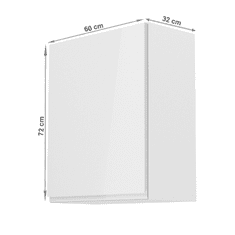 KONDELA 608/5000Horní skrinka, biela / biely extra vysoký lesk, ľavá, AURORA G601F