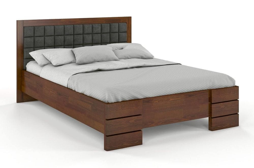 eoshop Drevená čalúnená posteľ Gotland High BC, borovica (Rozmer: 180x200 cm, Farba dreva: Orech, Farba látky: Casablanca 2315)