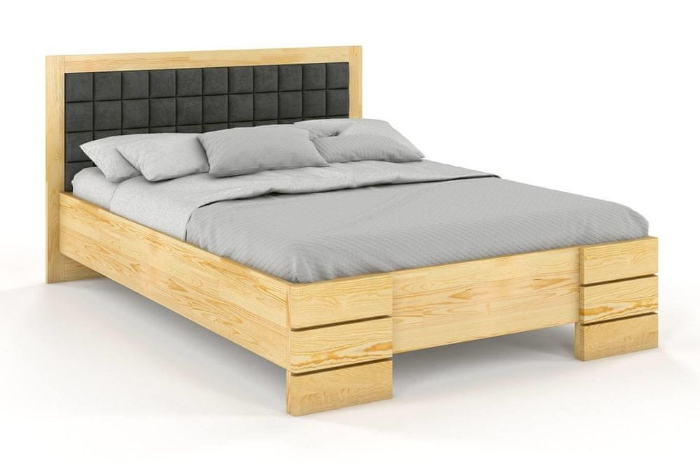 eoshop Drevená čalúnená posteľ Gotland High BC, borovica (Rozmer: 140x200 cm, Farba dreva: Prírodné, Farba látky: Casablanca 2301)
