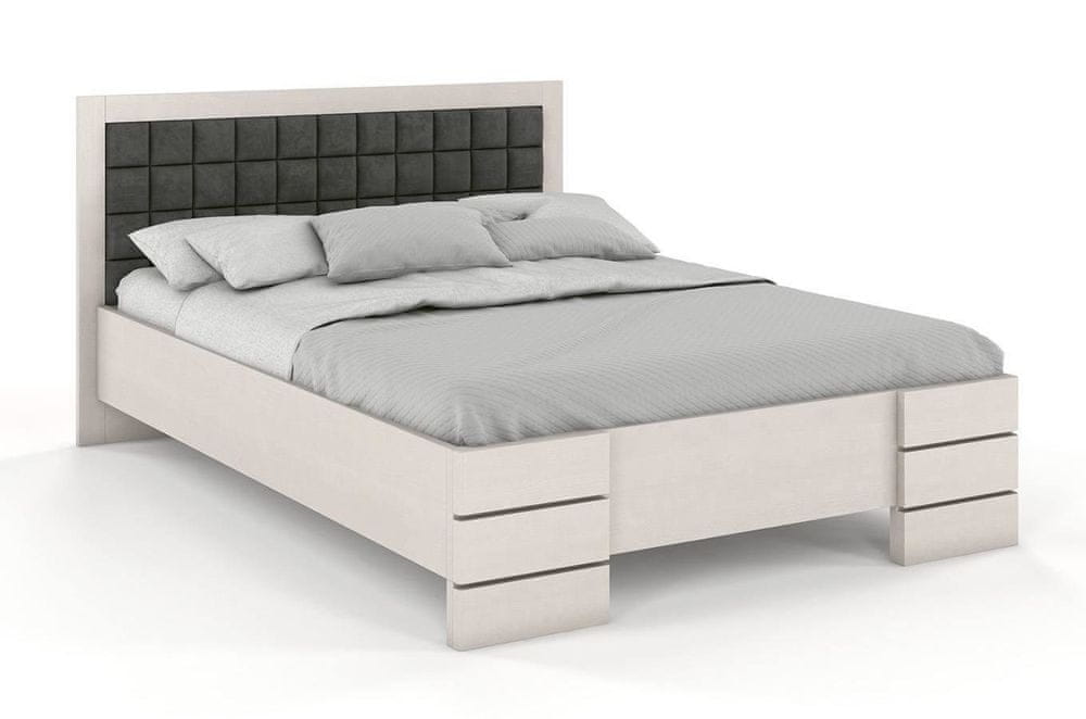eoshop Drevená posteľ Gotland High, borovica (Rozmer: 200x200 cm, Farba dreva: Biela, Farba látky: Casablanca 2306)