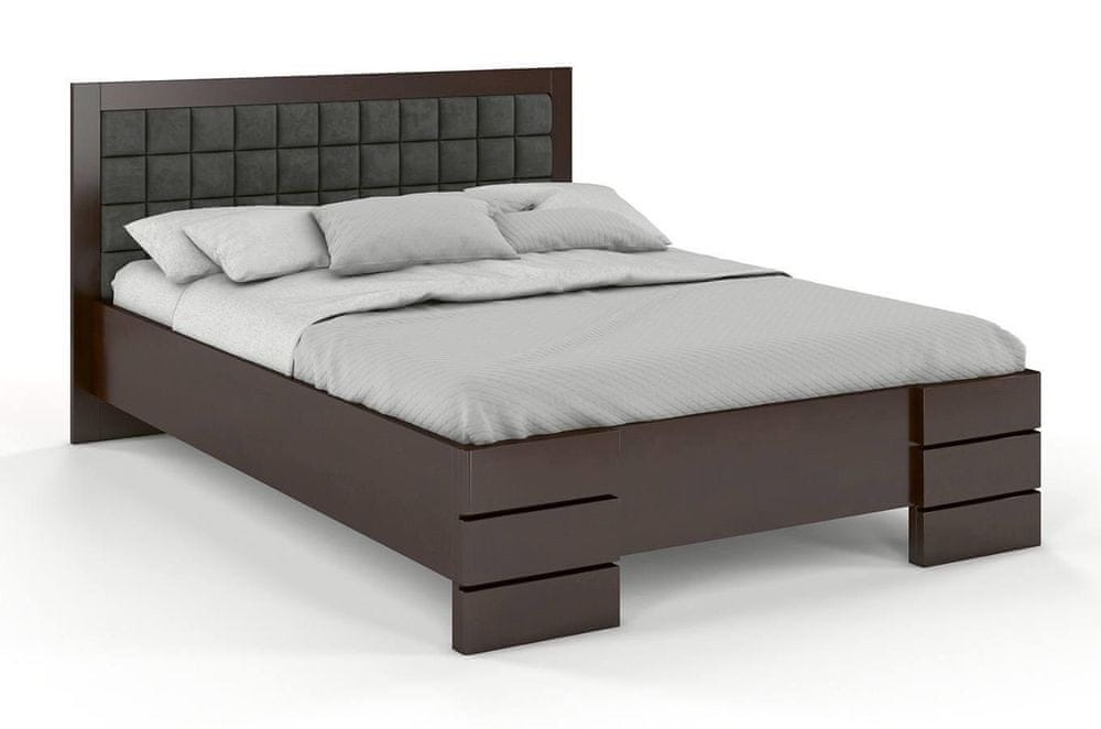 eoshop Drevená čalúnená posteľ Gotland High&Long, dlhšia 20cm, buk (Rozmer: 140x220 cm, Farba dreva: Palisander, Farba látky: Casablanca 2316)