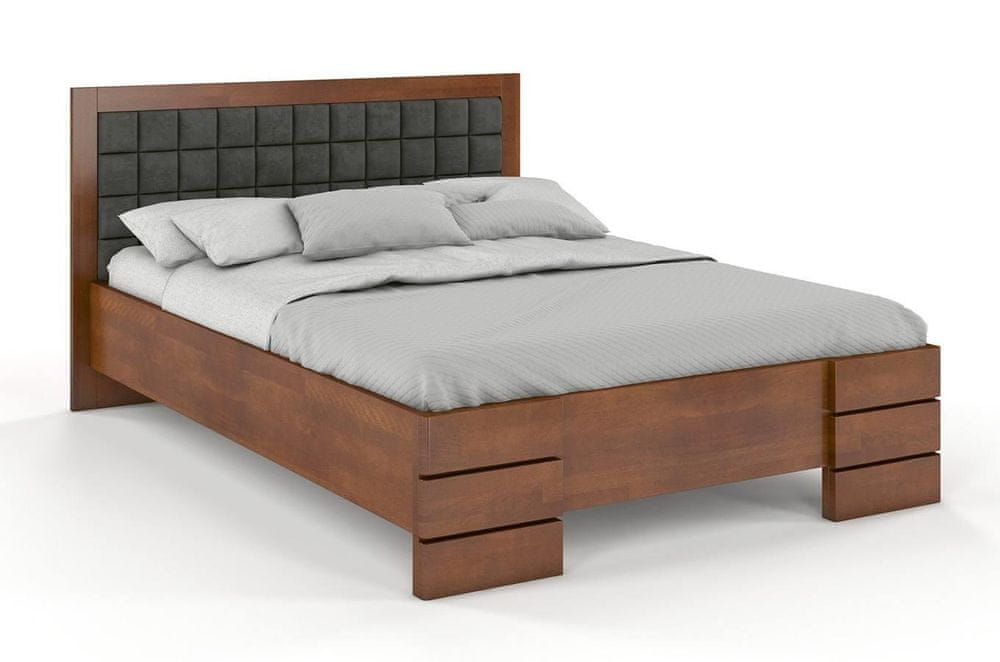 eoshop Drevená posteľ Gotland High, buk (Rozmer: 140x200 cm, Farba dreva: Orech, Farba látky: Casablanca 2303)