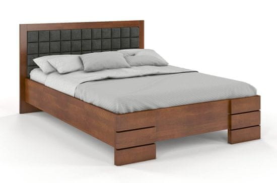 eoshop Drevená čalúnená posteľ Gotland High&Long, dlhšia 20cm, buk (Rozmer: 140x220 cm, Farba dreva: Orech, Farba látky: Casablanca 2301)