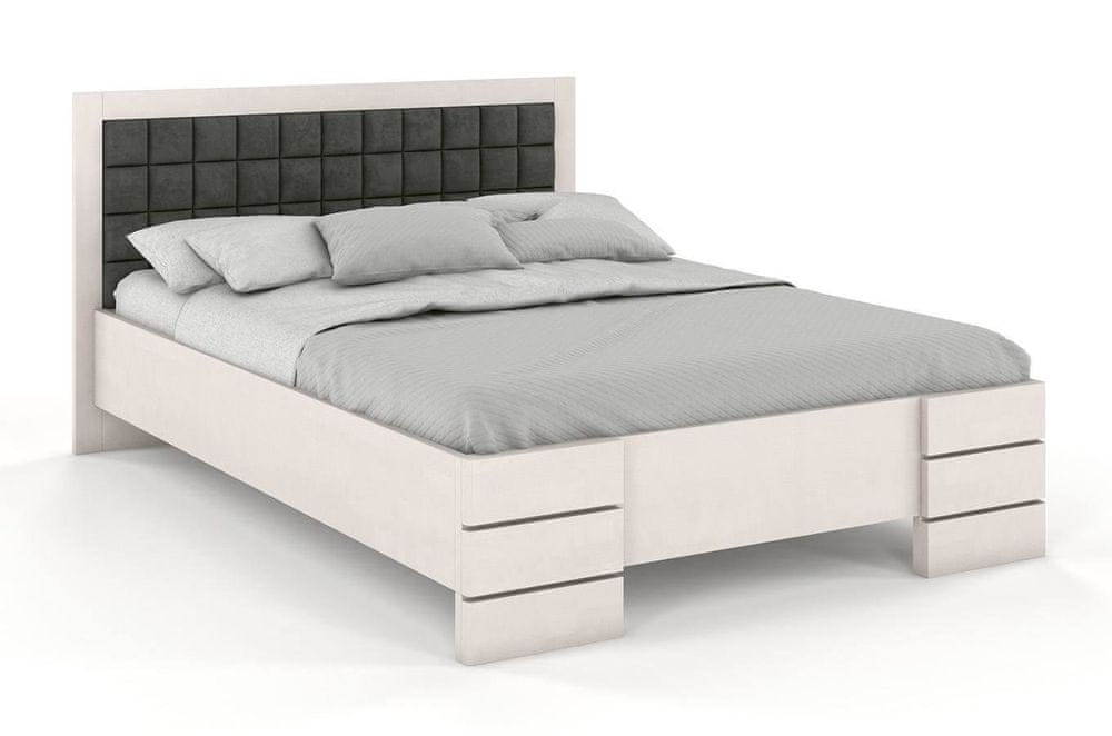 eoshop Drevená posteľ Gotland High, buk (Rozmer: 180x200 cm, Farba dreva: Biela, Farba látky: Casablanca 2315)
