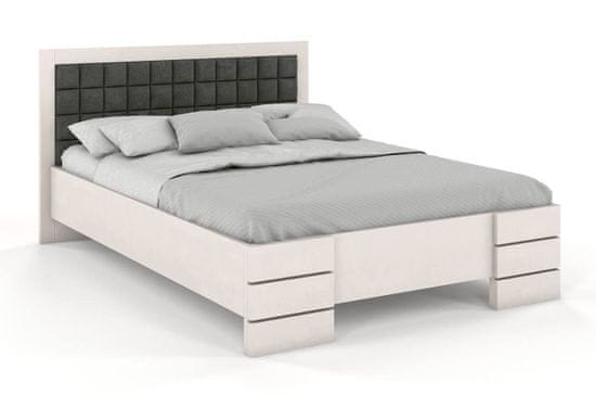 eoshop Drevená čalúnená posteľ Gotland High&Long, dlhšia 20cm, buk (Rozmer: 160x220 cm, Farba dreva: Biela, Farba látky: Casablanca 2303)