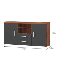 KONDELA 874/5000Kombinovaná komoda, slivka / šedý grafit, CHERIS 5