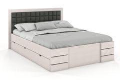 eoshop Drevená posteľ s úložným priestorom Gotland High Drawers, borovica (Rozmer: 180x200 cm, Farba dreva: Biela, Farba látky: Casablanca 2315)
