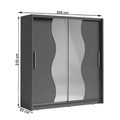 KONDELA Skriňa s posúvacími dverami, tmavosivá grafit, BIRGAMO TYP 1