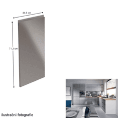 KONDELA Dvierka na umývačku, biela / šedá extra vysoký lesk HG, 44,6x71,3, AURORA