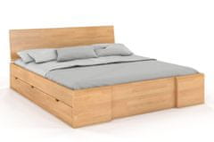 eoshop Drevená posteľ so šuplíkmi Hessler High Drawers, buk (Rozmer: 180x200 cm, Farba: Prírodná)