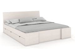 eoshop Drevená posteľ so šuplíkmi Hessler High Drawers, buk (Rozmer: 180x200 cm, Farba: Biela)