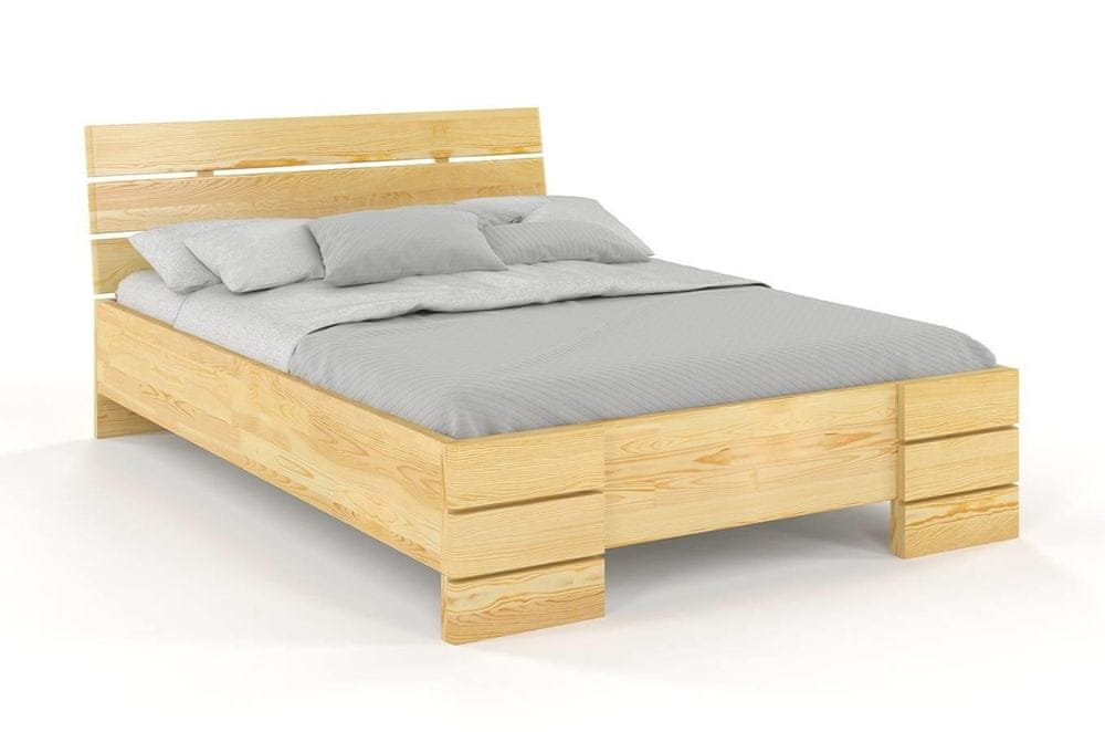 eoshop Drevená posteľ Sandemo HIGH & BC s úložným priestorom, borivice (Rozmer: 180x200 cm, Farba: Prírodná)