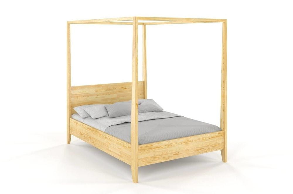 eoshop Drevená posteľ s baldachýnom CANOPY, borovica (Rozmer: 180x200 cm, Farba: Prírodná)