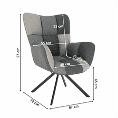 KONDELA Dizajnové otočné kreslo, patchwork/čierna, KOMODO