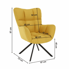 KONDELA Dizajnové otočné kreslo, žltá / čierna, KOMODO
