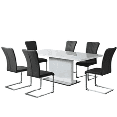 KONDELA Rozkladacia jedálenský stôl, biela vysoký lesk HG, 160-200x90 cm, KORINTOS