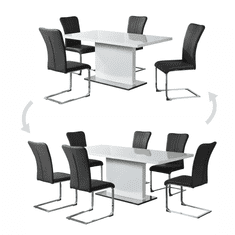 KONDELA Rozkladacia jedálenský stôl, biela vysoký lesk HG, 160-200x90 cm, KORINTOS