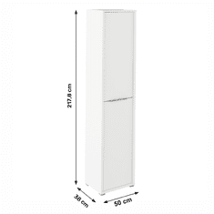 KONDELA Vysoká skriňa s policami, biela, RIOMA TYP 06