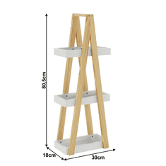KONDELA Úložný regál, biela/prírodná, ARVEN