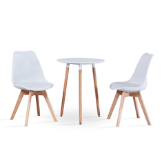 KONDELA Jedálenský stôl, biela/buk, priemer 60 cm, priemer 60 cm, ELCAN
