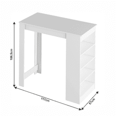 KONDELA Barový stôl, biela, 117x57 cm, Austen