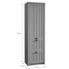 KONDELA Vešiaková skriňa S1D2S, sivá, PROVANCE