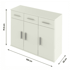 KONDELA Komoda, biela, RESITA TYP 3
