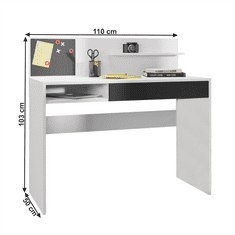 KONDELA PC stôl, biela/čierna, IMAN