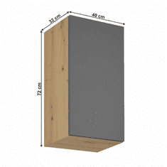 KONDELA Horná skrinka, dub artisan/sivý mat, univerzálny, LANGEN G40