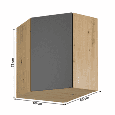 KONDELA Horná skrinka, dub artisan/sivý mat, LANGEN G60N