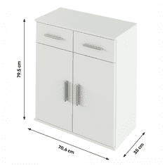 KONDELA Komoda, biela, RESITA TYP 2